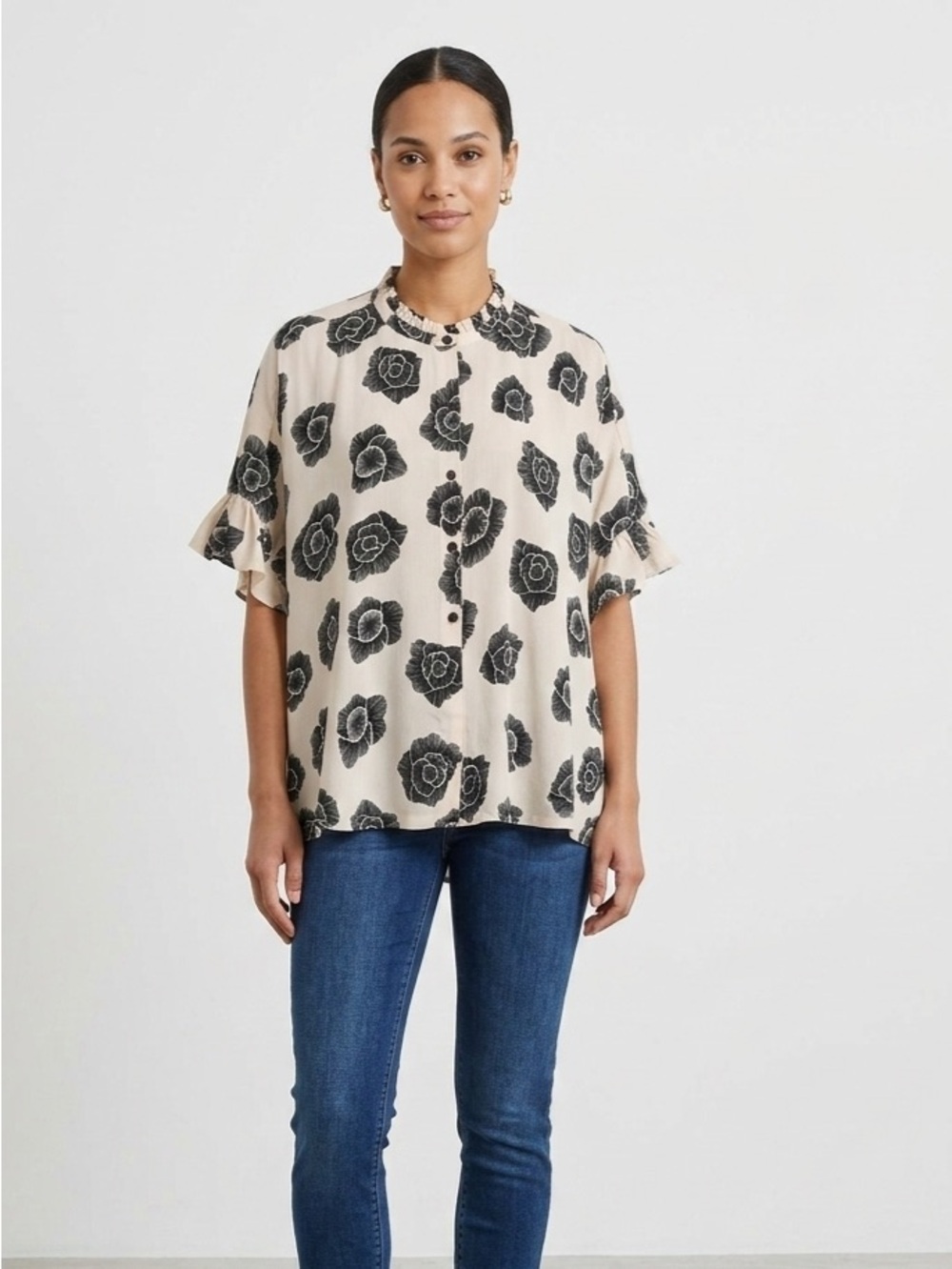 Masai Ioya Women M Top Blouse Shirt Oversized Floral Fairycore Gothy